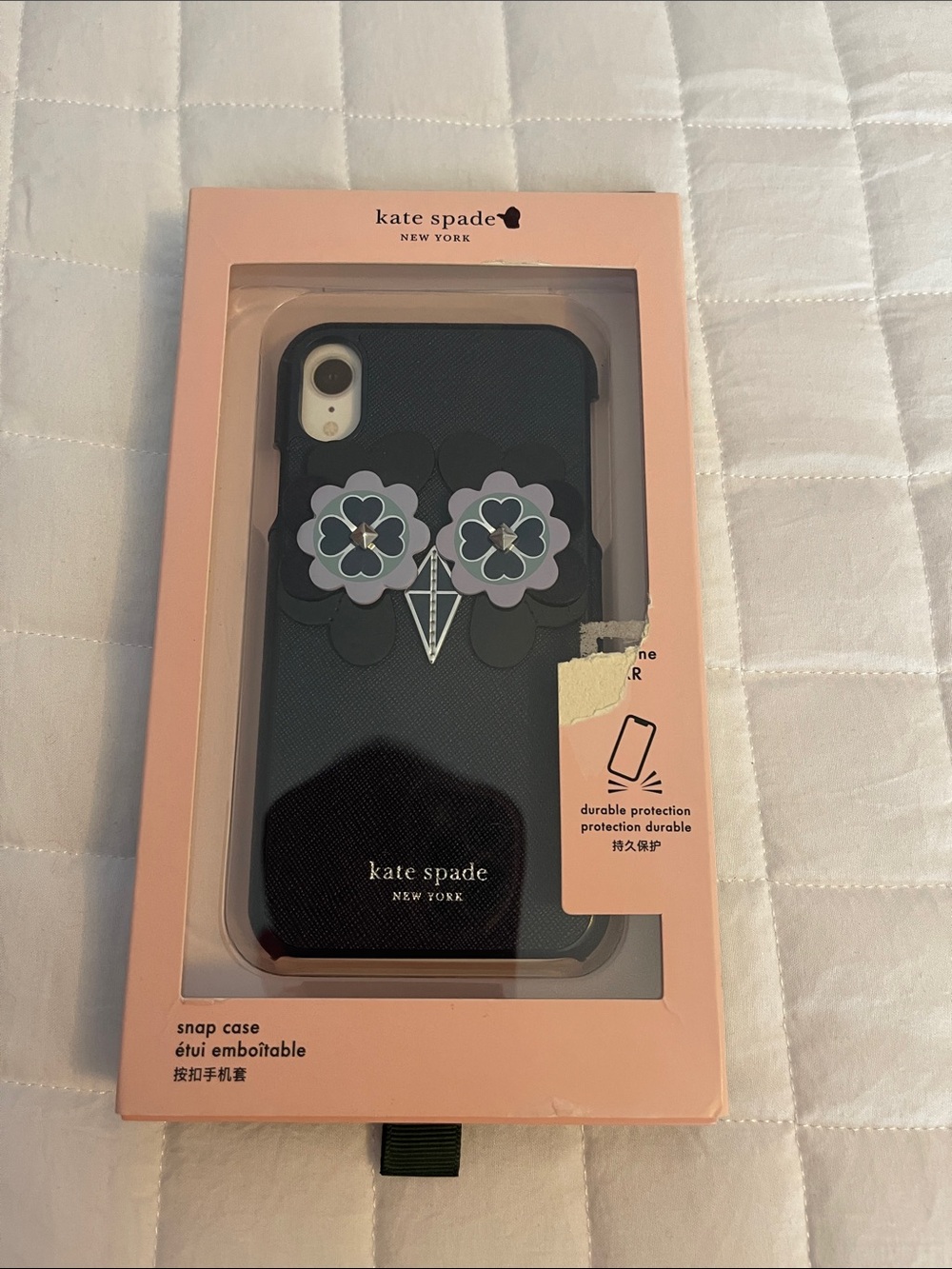kate spade Black Floral Owl Snap iPhone XR Case